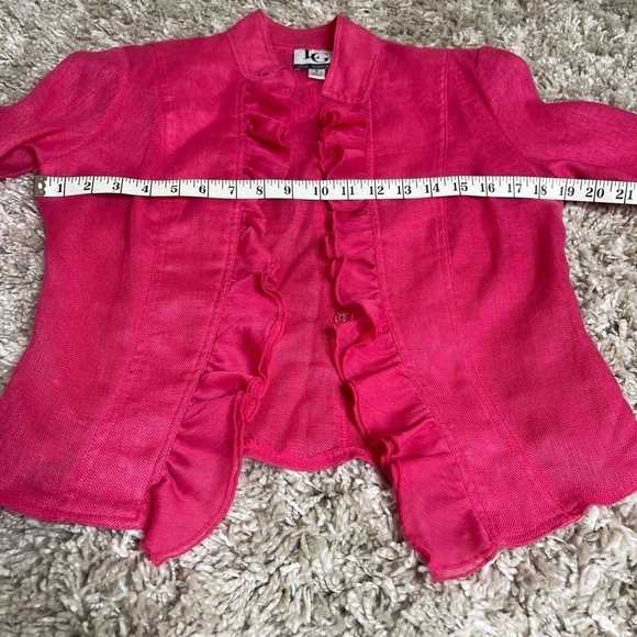 Lena Gabrielle Vintage 100% Linen Pink Fuschia Ruffle Jacket Size 4 #0449 - Picture 8 of 16